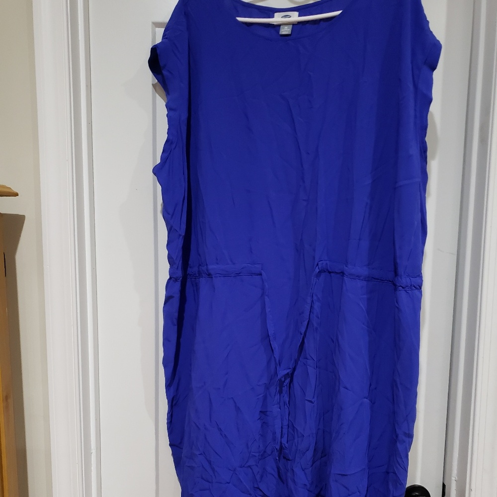 Blue tie- front dress